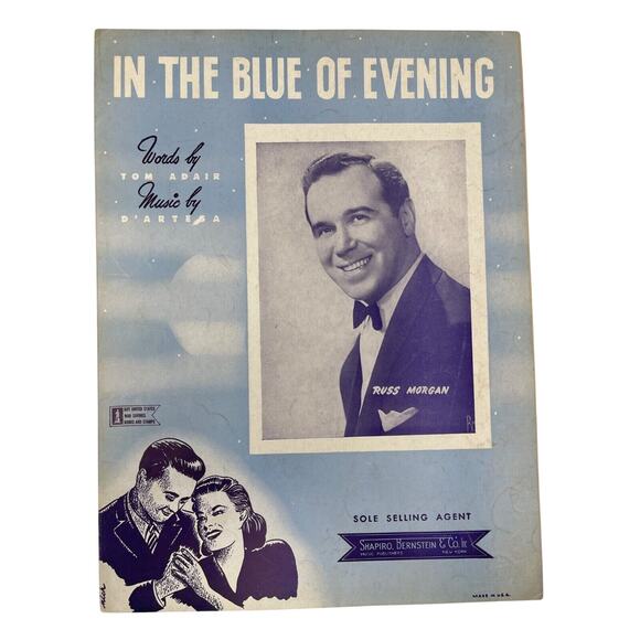 In The Blue Of The Evening Sheet Music 1942 Tom Adair DArtega Vintage - Picture 2 of 5